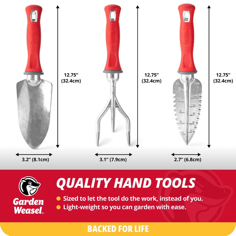Garden Weasel 3-Piece Hand Tool Combo Set | Trowel, Transplanter and Cultivator | Heavy Duty Lawn and Garden Set, Digging, Planting, and Weeding | 91370-Q - Image 5